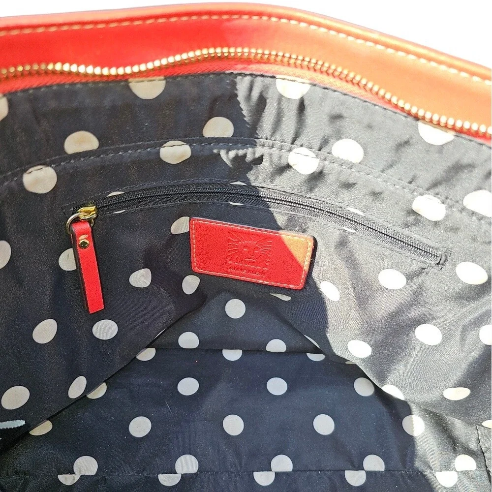 Anne Klein Red Satchel Shoulder Bag with Crossbody Strap Gold Hardware